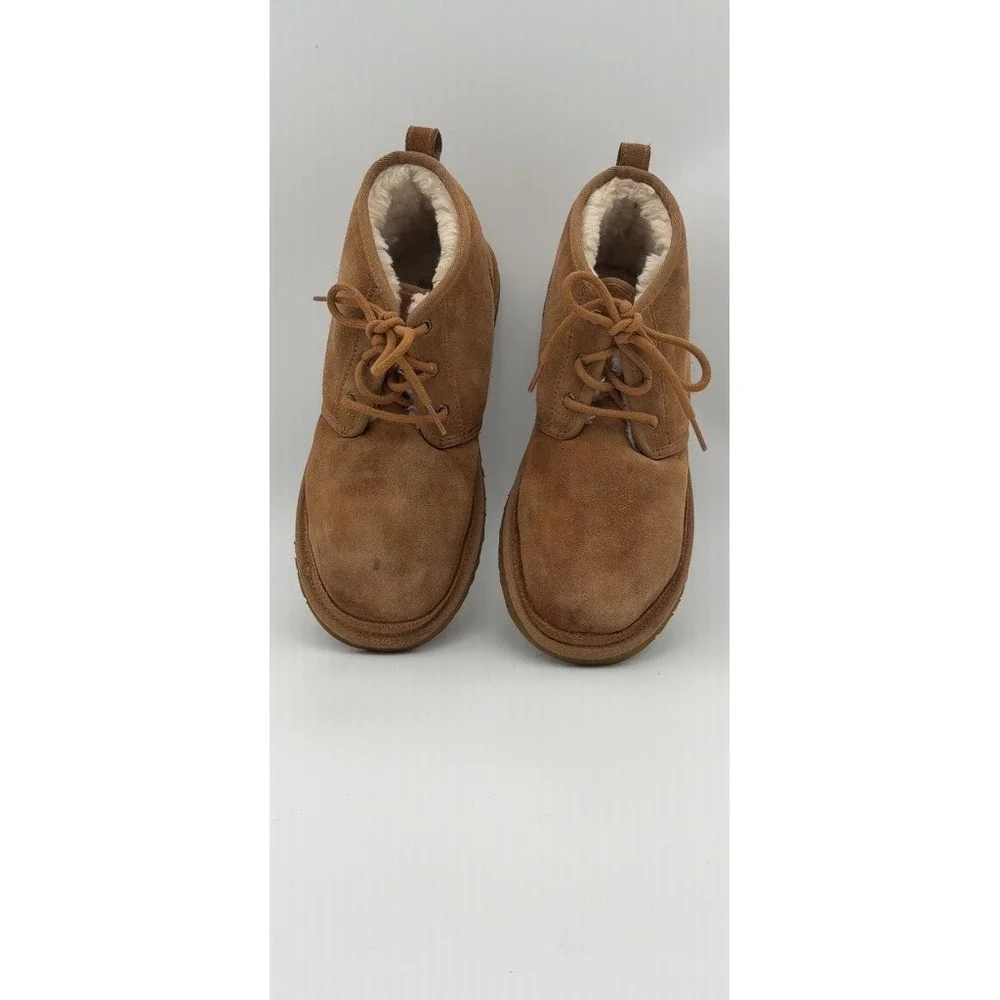 UGG Neumel Chestnut Suede Shearling Chukka Boots Lace Up